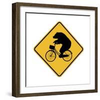 Bears on Bikes Crossing Sign-J Hovenstine Studios-Framed Giclee Print