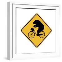 Bears on Bikes Crossing Sign-J Hovenstine Studios-Framed Giclee Print