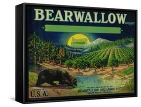 Bearwallow Apple Crate Label - Hood River, OR-Lantern Press-Framed Stretched Canvas