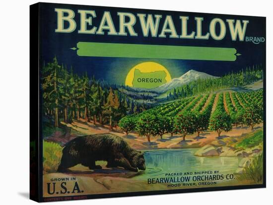 Bearwallow Apple Crate Label - Hood River, OR-Lantern Press-Stretched Canvas