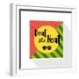 Beat the Heat Inscription on the Background of Watermelon. Green Fashion. Trend Calligraphy. Happy-Kaleo-Framed Art Print