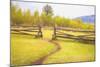 Beaten Path in Turf Ends at Gap between Two Jackleg Rail Fences across Hilly Meadow in Wyoming, Wit-Ken Schulze-Mounted Art Print
