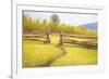 Beaten Path in Turf Ends at Gap between Two Jackleg Rail Fences across Hilly Meadow in Wyoming, Wit-Ken Schulze-Framed Art Print