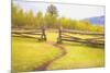 Beaten Path in Turf Ends at Gap between Two Jackleg Rail Fences across Hilly Meadow in Wyoming, Wit-Ken Schulze-Mounted Art Print