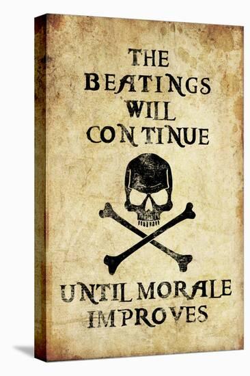 Beatings Will Continue Until Morale Improves Distressed-null-Stretched Canvas