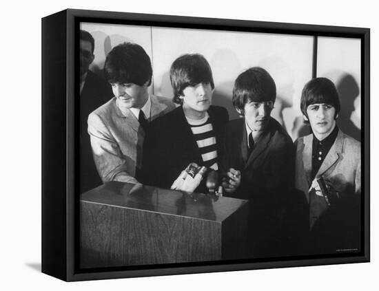 Beatles' at Press Conference in San Francisco Airport-Bill Ray-Framed Stretched Canvas