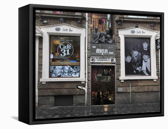 Beatles Shop, Mathew Street, Liverpool, Merseyside, England, United Kingdom, Europe-Wendy Connett-Framed Stretched Canvas