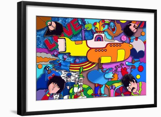 Beatles Yellow-Sub-Howie Green-Framed Giclee Print