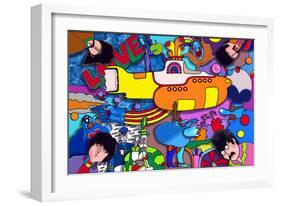 Beatles Yellow-Sub-Howie Green-Framed Giclee Print