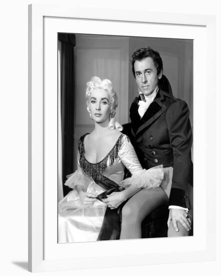 BEAU BRUMMELL, 1954 directed by CURTIS BERNHARDT Elizabeth Taylor and Stewart Granger (b/w photo)-null-Framed Photo