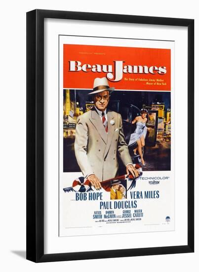 Beau James, from Left: Bob Hope, Vera Miles, 1957-null-Framed Art Print