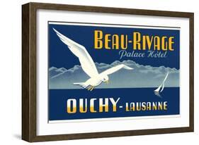Beau-Rivage Palace Hotel, Seagull-null-Framed Art Print