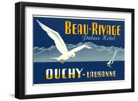 Beau-Rivage Palace Hotel, Seagull-null-Framed Art Print