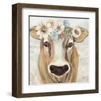 Beau with Flowers Neutral-Jeanette Vertentes-Framed Art Print