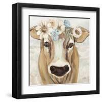 Beau with Flowers Neutral-Jeanette Vertentes-Framed Art Print