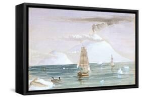 Beaufort Island and Mount Erebus. Discovered 28 January 1841, 1841 (Watercolour)-John Edward Davis-Framed Stretched Canvas