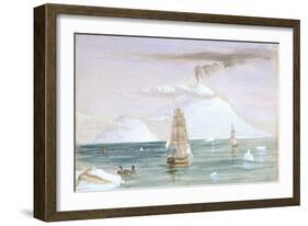 Beaufort Island and Mount Erebus. Discovered 28 January 1841, 1841 (Watercolour)-John Edward Davis-Framed Giclee Print