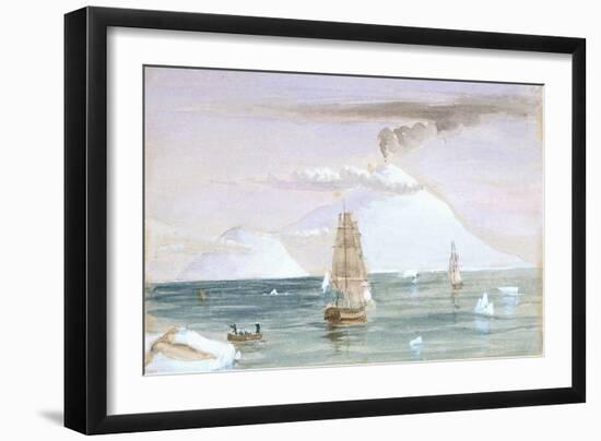 Beaufort Island and Mount Erebus. Discovered 28 January 1841, 1841 (Watercolour)-John Edward Davis-Framed Giclee Print