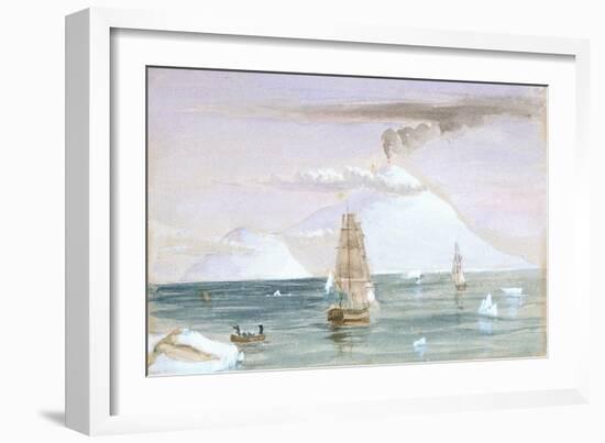 Beaufort Island and Mount Erebus. Discovered 28 January 1841, 1841 (Watercolour)-John Edward Davis-Framed Giclee Print