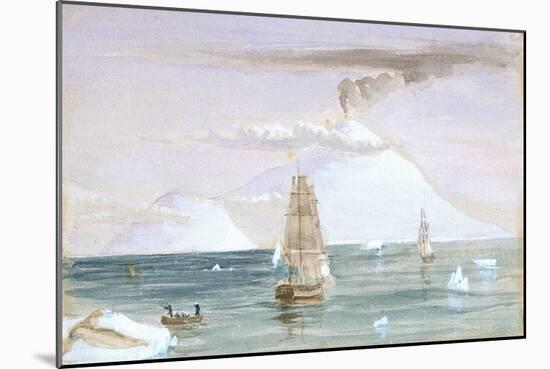 Beaufort Island and Mount Erebus. Discovered 28 January 1841, 1841 (Watercolour)-John Edward Davis-Mounted Giclee Print