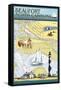 Beaufort, North Carolina - Nautical Chart-Lantern Press-Framed Stretched Canvas