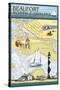 Beaufort, North Carolina - Nautical Chart-Lantern Press-Stretched Canvas