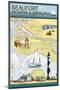 Beaufort, North Carolina - Nautical Chart-Lantern Press-Mounted Art Print