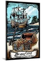 Beaufort, North Carolina - Pirates - Scratchboard-Lantern Press-Mounted Art Print