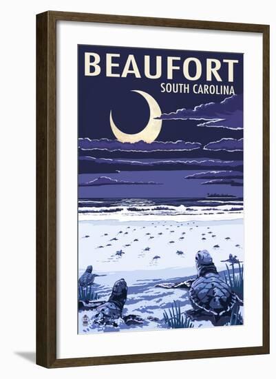 Beaufort, South Carolina - Sea Turtles Hatching-Lantern Press-Framed Art Print