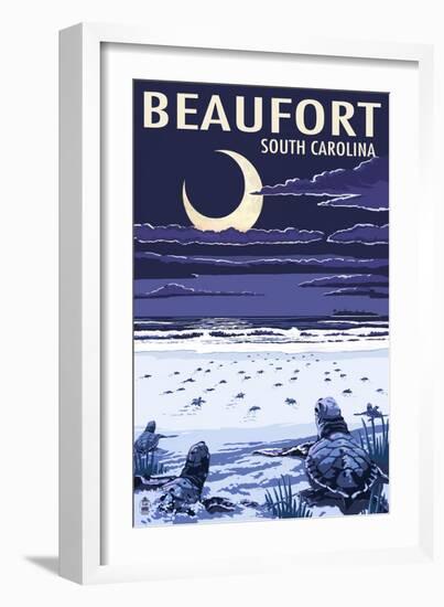 Beaufort, South Carolina - Sea Turtles Hatching-Lantern Press-Framed Art Print