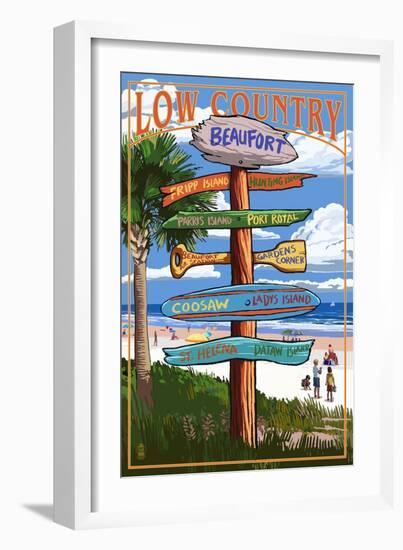 Beaufort, South Carolina - Sign Destinations-Lantern Press-Framed Art Print