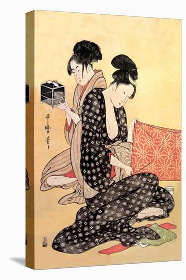 Beauties at Home-Kitagawa Utamaro-Stretched Canvas