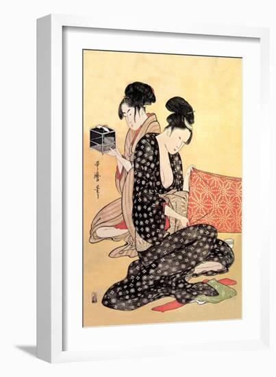 Beauties at Home-Kitagawa Utamaro-Framed Art Print