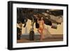 Beautiful 1940's Pin-Up Girl Standing with a B-25 Bomber-null-Framed Premium Photographic Print