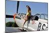 Beautiful 1940's Style Pin-Up Girl Posing with a P-51 Mustang-null-Mounted Photographic Print