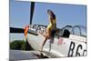 Beautiful 1940's Style Pin-Up Girl Posing with a P-51 Mustang-null-Mounted Photographic Print