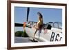 Beautiful 1940's Style Pin-Up Girl Posing with a P-51 Mustang-null-Framed Photographic Print