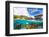 Beautiful above and Underwater Landscape of Moorea Island in French Polynesia-BlueOrange Studio-Framed Photographic Print