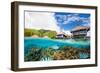 Beautiful above and Underwater Landscape of Moorea Island in French Polynesia-BlueOrange Studio-Framed Photographic Print