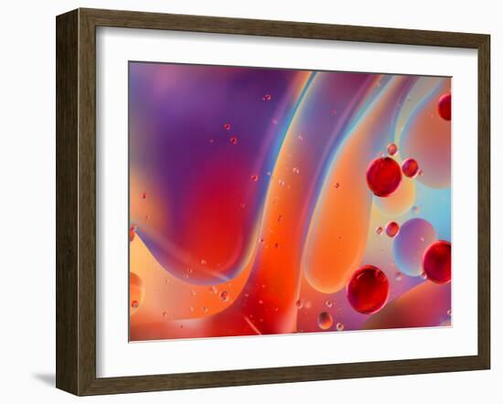 Beautiful Abstract Colorful Background, Oil on Water Surface-Abstract Oil Work-Framed Photographic Print