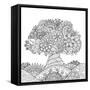 Beautiful Abstract Tree for Design Element and Adult Coloring Book. Vector Illustration-null-Framed Stretched Canvas