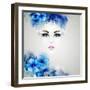 Beautiful Abstract Women with Abstract Design Natural Floral Elements-artant-Framed Art Print