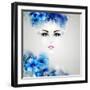 Beautiful Abstract Women with Abstract Design Natural Floral Elements-artant-Framed Art Print