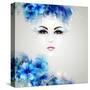 Beautiful Abstract Women with Abstract Design Natural Floral Elements-artant-Stretched Canvas