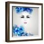 Beautiful Abstract Women with Abstract Design Natural Floral Elements-artant-Framed Art Print