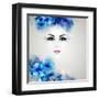 Beautiful Abstract Women with Abstract Design Natural Floral Elements-artant-Framed Art Print