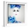 Beautiful Abstract Women with Abstract Design Natural Floral Elements-artant-Framed Art Print