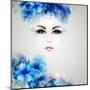 Beautiful Abstract Women with Abstract Design Natural Floral Elements-artant-Mounted Art Print