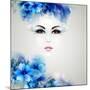 Beautiful Abstract Women with Abstract Design Natural Floral Elements-artant-Mounted Art Print