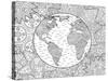 Beautiful Adult Coloring Book Page with Stylized Planet Earth-null-Stretched Canvas